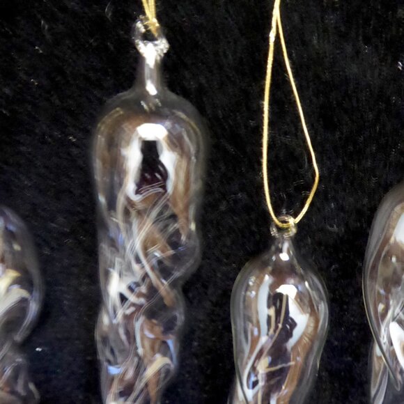 NEW 6” VINTAGE CHRISTMAS BLOWN CLEAR GLASS TWISTING ICICLE ORNAMENT LOT OF 10 - Picture 11 of 12